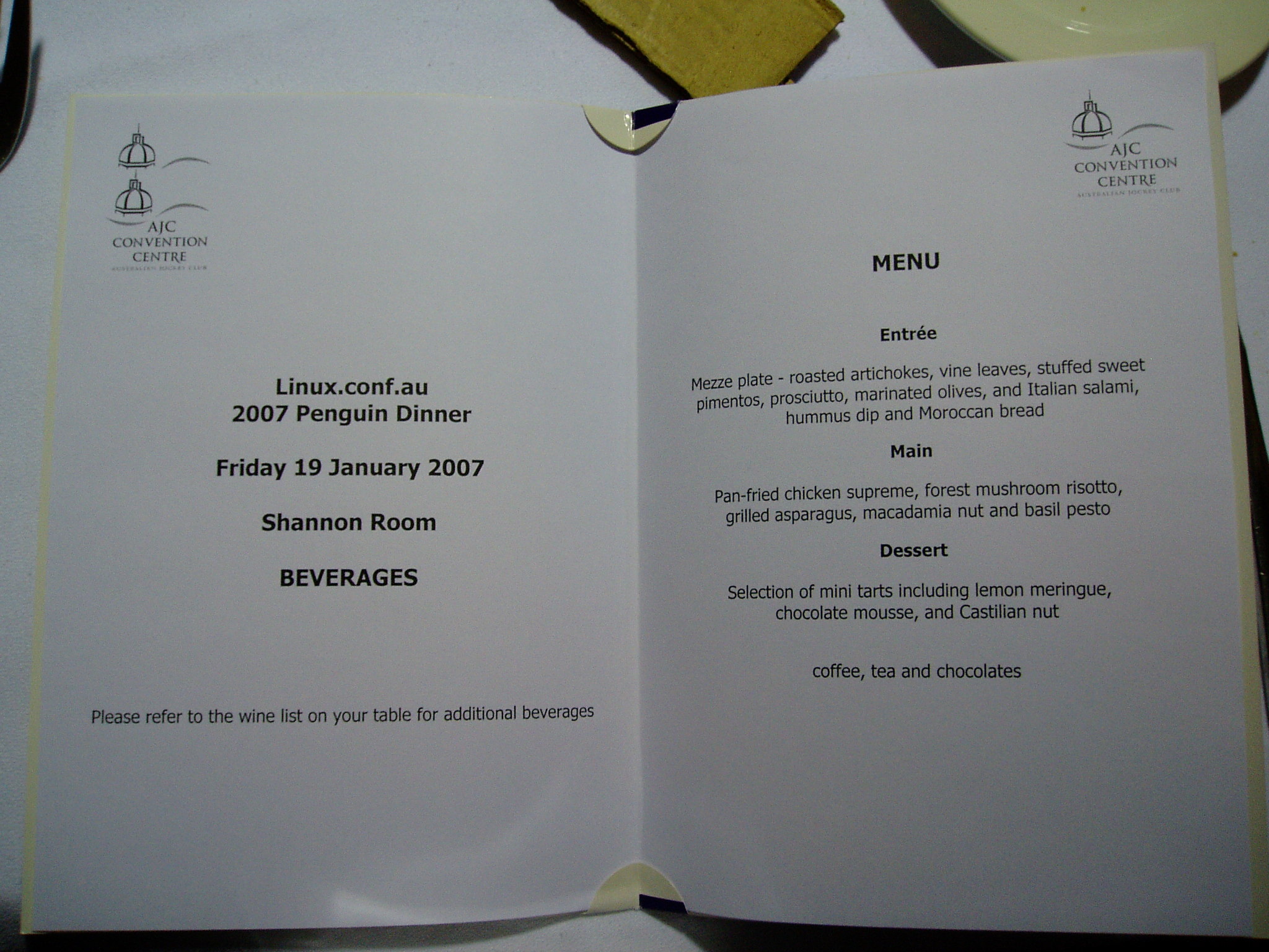 2007 Menu